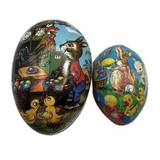 Vintage Easter Eggs Paper Mache Nestler Germany  Korea Lot Of 2