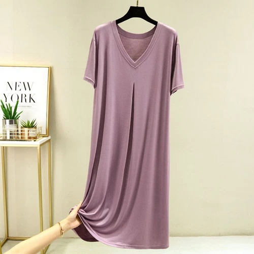 Mujeres Manga Corta Camisón Camisa para Dormir Camiseta Pijama Prenda para el torso Vestido Camiseta Camisón - Imagen 18 de 30