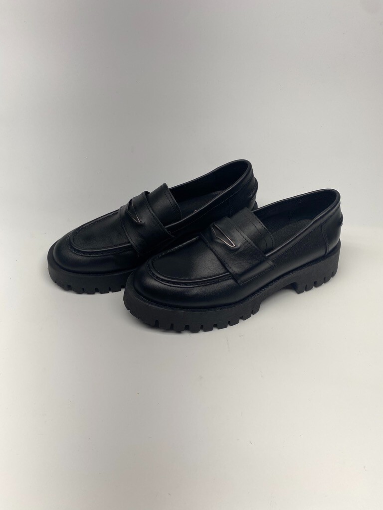 Mocassino donna Steve Madden Lotto nero plateau pelle penny taglia 9