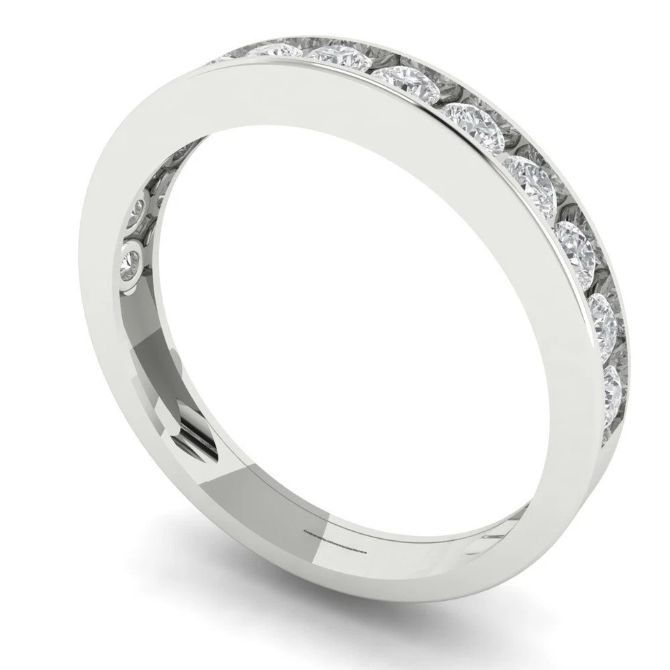 VVS1 Zirconia Diamond Half-Eternity Ring, Solid Gold Stackable Band (0.39 cttw) - Image 2 of 4