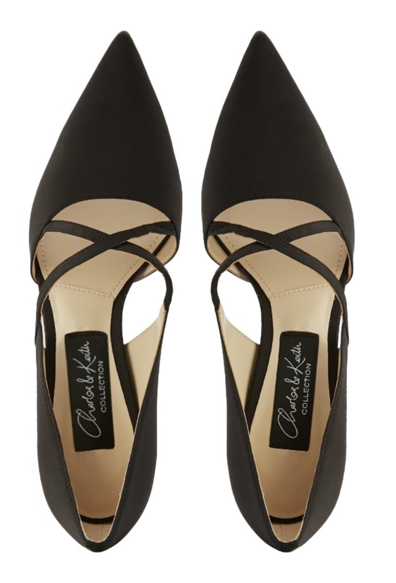 CHARLES & KEITH ブラックヒール 39 Charles & Keith Stiletto Heels Black Closed Toe Crisscross