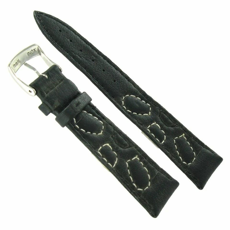 Morellato Black W/Beige Flowers Lorica Stitched Band - Sizes 14, 16, 18 & 20mm - Image 3 of 3