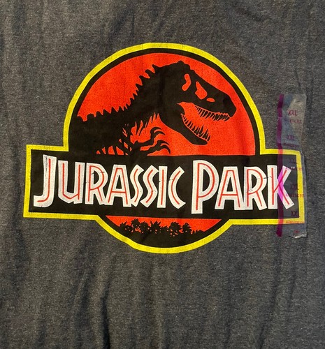 Jurassic Park Men's T-Shirt Size 2XL Charcoal Heather Short Sleeve Graphic - Picture 6 of 10