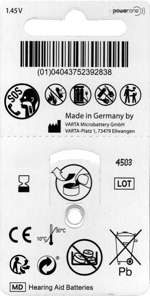 MASTERLIFE Hörgerätebatterien Typ 10 (PR70, A10) – 30 Stück, Gelb, Zink-Luft