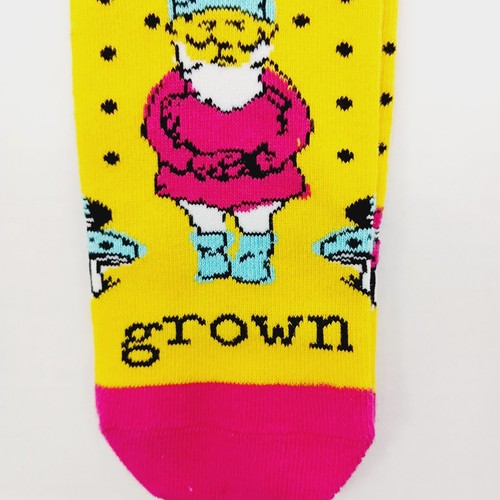 Wit Ankle Socks Women Boy Gnome Grown Home Mushrooms Elf Dwarf Fairy NEW NWT - Picture 7 of 7