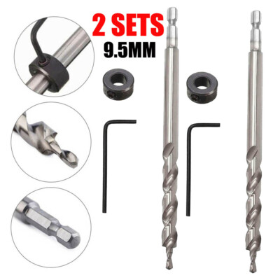 2Sets Hex Twist Step Drill Bit for Pocket Hole Drill Jig Guide Kit 3/8inch 9.5mm