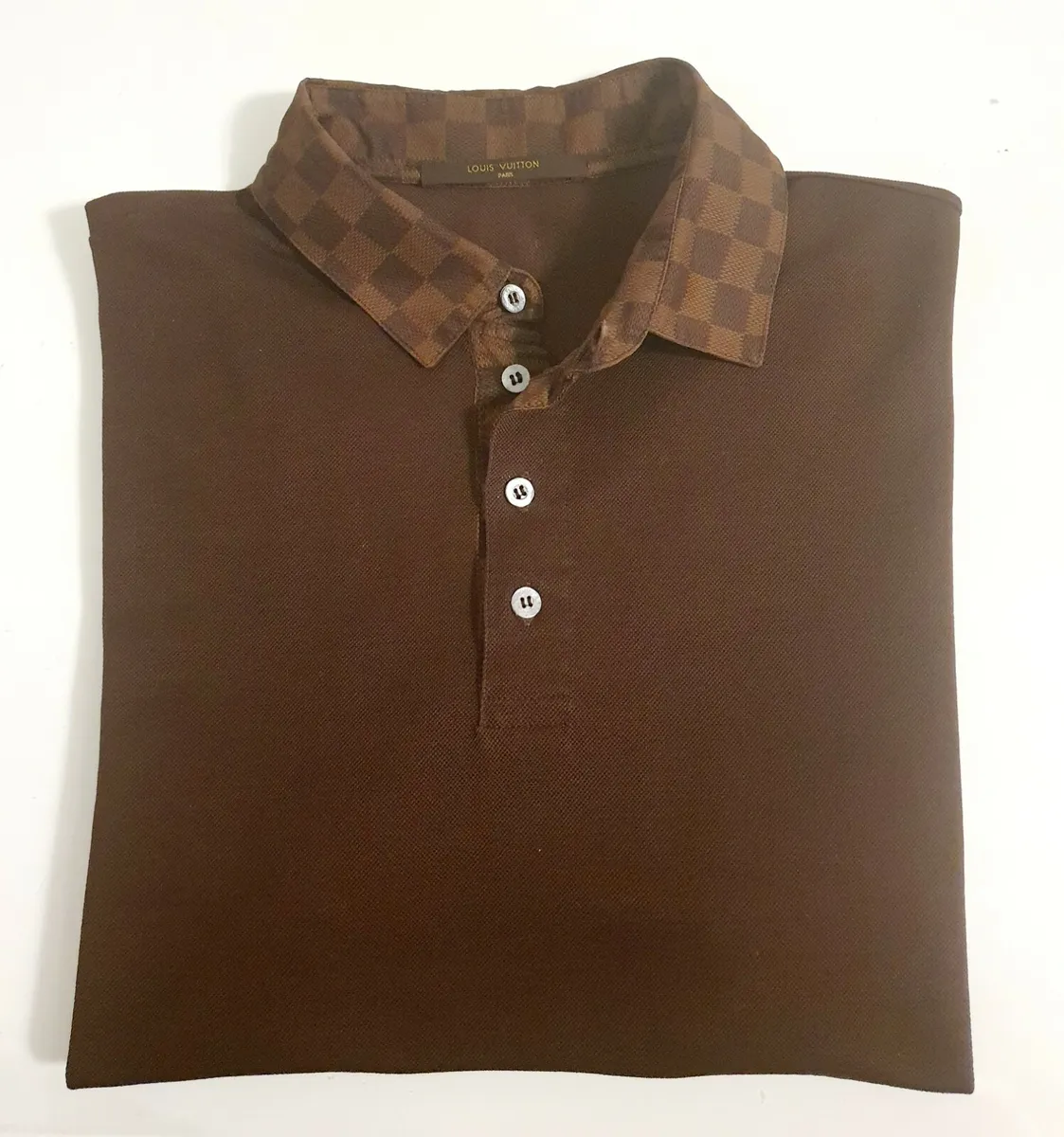 Louis Vuitton Men's XXL Ultra Rare Damier Ebene Collar Polo Shirt 114lv11