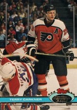 #219 Terry Carkner Philadelphia Flyers 1990-91 Topps Stadium Club Hockey Card OU