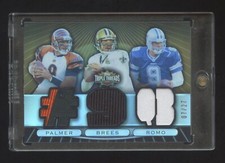 2007 TOPPS TRIPLE PATCH LOGO /27 DREW BREES-TONY ROMO-CARSON PALMER  HIGH END  !