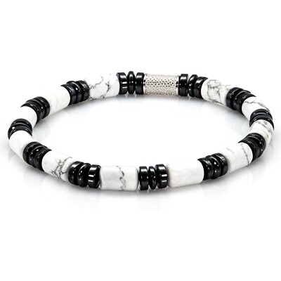 Perlenarmband White Turquoise Perlen 6mm 925 Sterling Silber