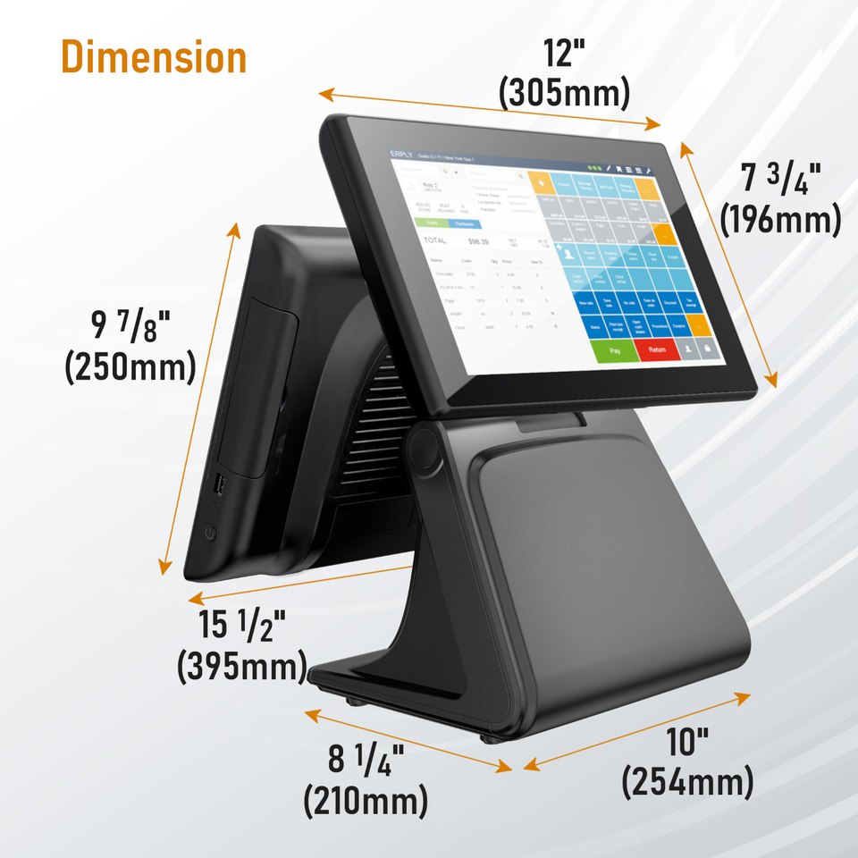 15.6" Dual Screen POS System, Cash Register Machine with Touch Screen ...