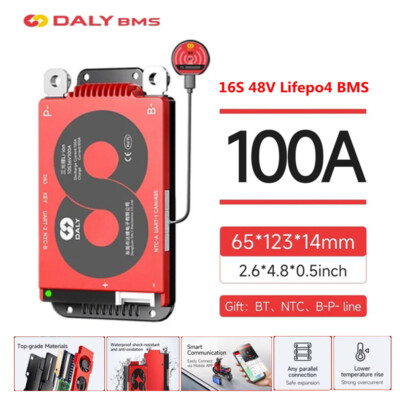 Daly Smart BMS 16S 48V 100A LiFePo4 Battery BMS with Balance+Bluetooth Module