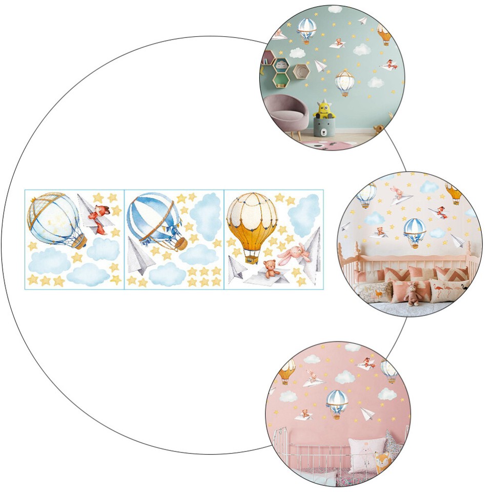 Window Decal Kids Room Hot Air Balloon Wall Sticker Smooth Surface