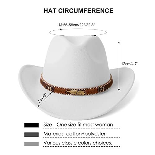 Western Cowboy Hat Wide Brim Outdoor Fedora Hat White eBay