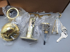 Set of 2 - Design House 782763 Single Sided Deadbolt, Polished Brass