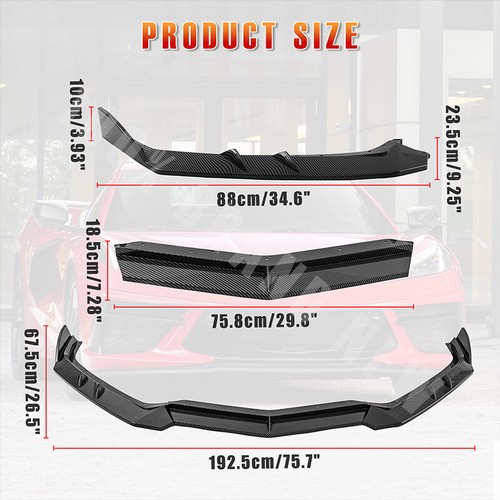 Se adapta a Corvette C8 Z51 20-UP estilo fibra de carbono parachoques delantero divisor de labios difusor - Imagen 4 de 11