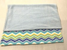HB Hudson Baby Blue Green White Yellow Chevron Sherpa Blanket Soft