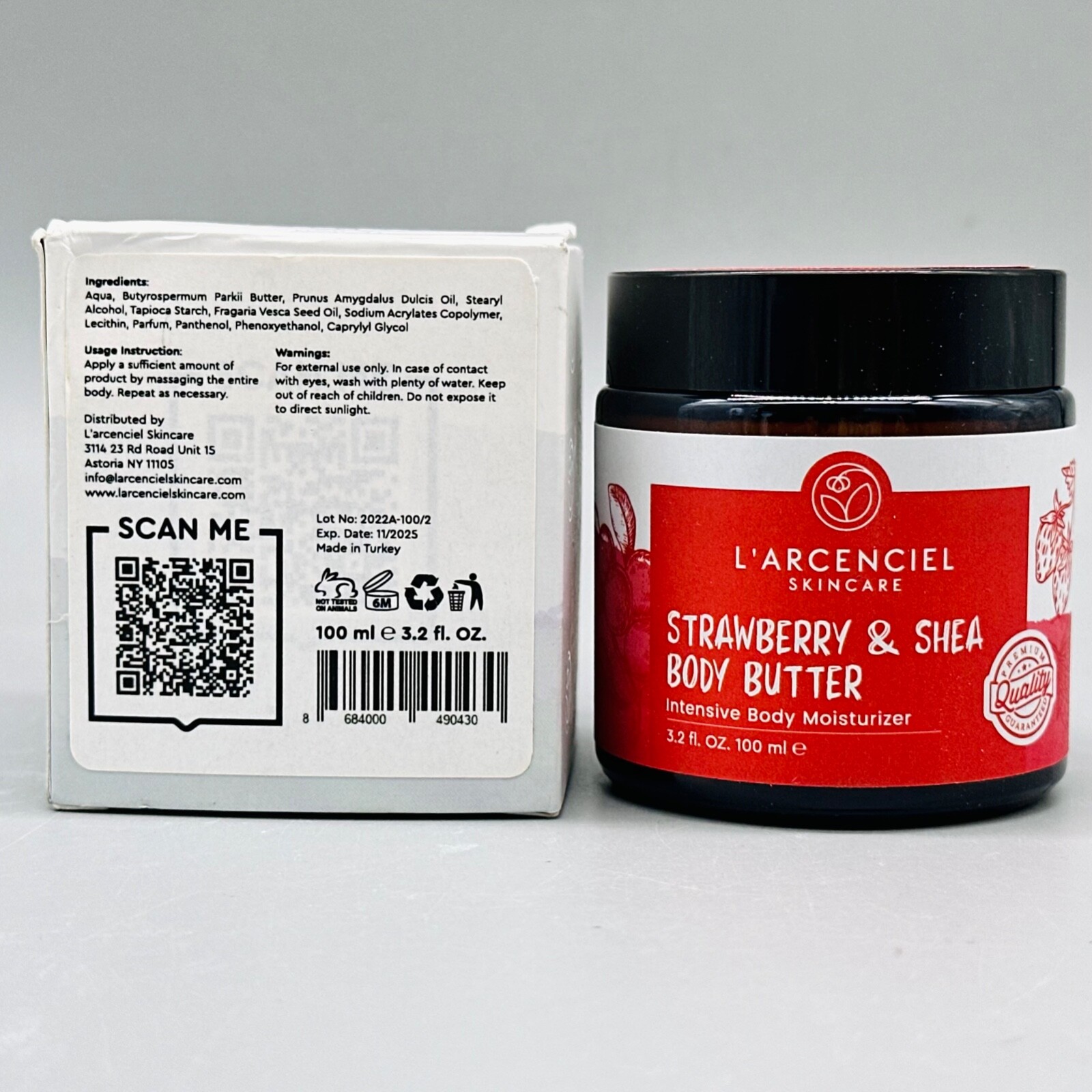 L'arcenciel Strawberry & Shea Body Butter Moisturizer 3.2 oz 1PK