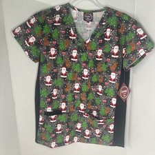 Christmas Santa Clause Scrub Top Small Same Day Shipping Nurse Scrubs