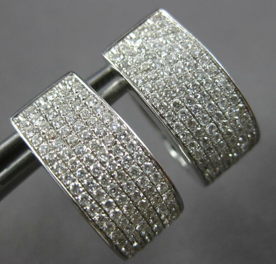 GRANDI ORECCHINI PENDENTI HUGGIE OVALI PAVÈ MULTI FILA ORO BIANCO 18KT DIAMANTE 1 96CT