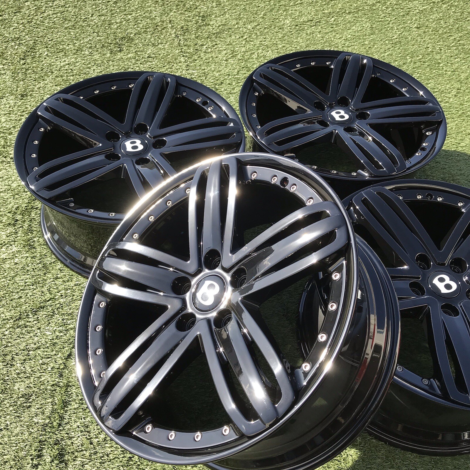 21" Bentley  Mulsanne Rims Wheels Stock OEM Genuine Black 2 Piece Factory Set 4 