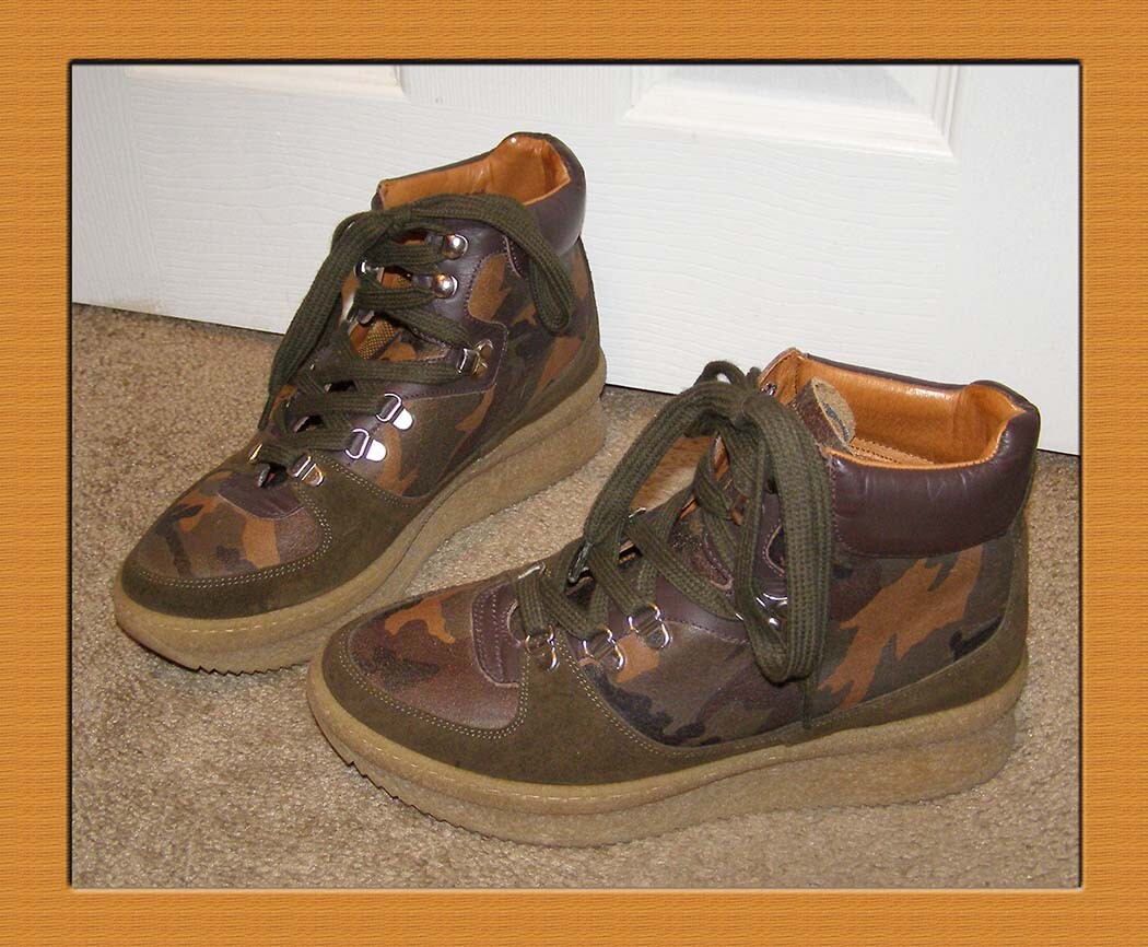 SAOLA Sneakers Shellys London mimetiche platform taglia 8 5 9 usate in ottime condizioni 39 vera pelle verde