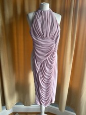 Asos Light Pink Rose Lilac Party Cocktail Evening Party Ruched Backless Dress 8