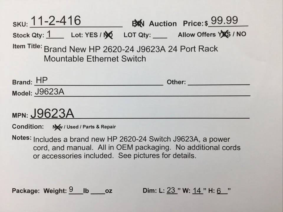 Brand New HP 2620-24 J9623A 24 Port Rack Mountable Ethernet Switch - Image 2 of 4