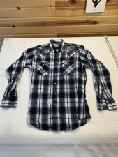 Ely Diamond Shirt Mens M Plaid Embroidered Pearl Snap Western