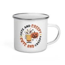 Cute and Creepy, Halloween, Enamel Mug 12 oz