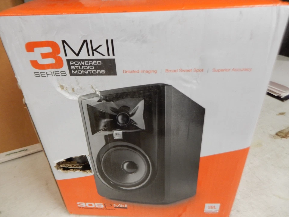 Altavoz de monitoreo de monitor de referencia de estudio JBL 305P MkII 5" 2 vías alimentado - Nuevo Foto 2 de 4