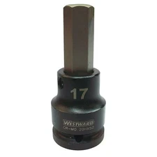 Westward 20Hx52 Westward 3/4 In Drive Impact Socket Bit Standard Socket, Black
