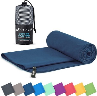Fit-Flip Reisehandtuch Mikrofaser Sporthandtuch 70 x 140 cm marineblau 5 STÜCK