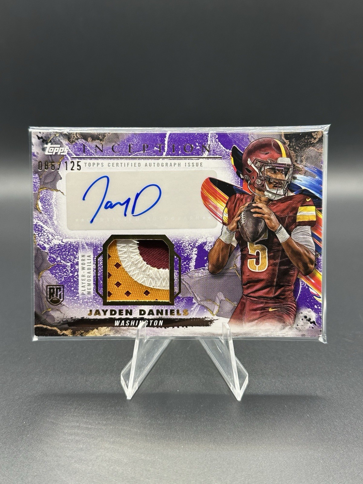 2024 JAYDEN DANIELS #PPA-JD Topps Inception Provenance Patch Auto PURPLE /125 RC