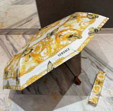 Versace White Gold Black Women's Compact/Folding Umbrella Butterfly Logo