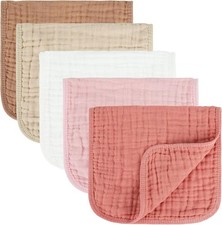 5 Pack Baby Muslin Burp Cloths 100 Cotton Soft Absorbent 10x20 Inch Set