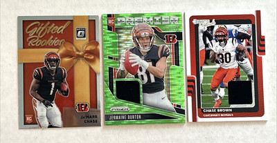 CINCINNATI BENGALS LOT of 3 JA'MARR CHASE GIFTED RC C BROWN & J BURTON JERSEY