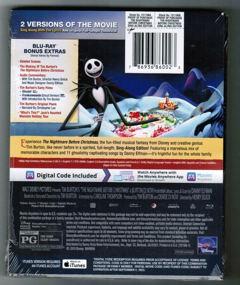 Tim Burton's THE NIGHTMARE BEFORE CHRISTMAS [Blu-ray, 2018] - NEW! - TARGET-EXCL - Image 2 of 3