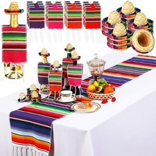 25 Pcs Mexican Decorations Includes 12 Mini Fiesta Sombrero Straw Hats 12 Mini B