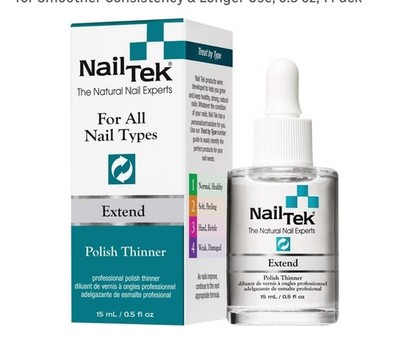 Pack 2 Nail Tek Extend Nail Polish Thinner   Thins Thick Polishes for Smoother