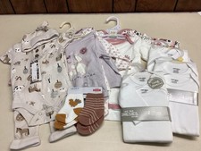 Baby Girl Bodysuit One-piece Socks Lot Infant 0-6M White Pink Floral Animals