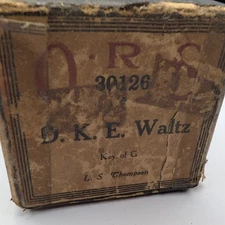 Vtg QRS 30126 D.K.E. Waltz Piano Roll Key of G L.S. Thompson Player Piano