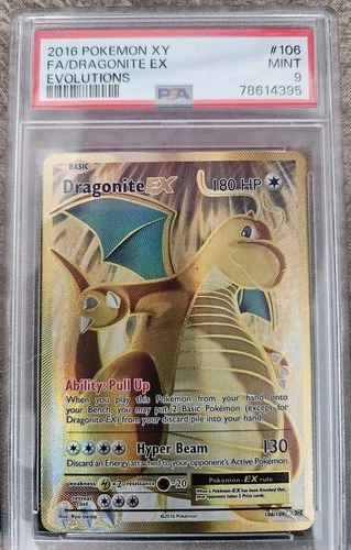 Pokemon Dragonite EX (Full Art) 106/108 Evolutions Holo PSA 9
