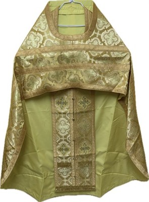 Orthodox Priest Vestment 7 Set , Yellow  & Gold| High Collar  - Size 52-54
