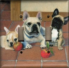 French Bulldog double Toggle light switch plate, made in USA
