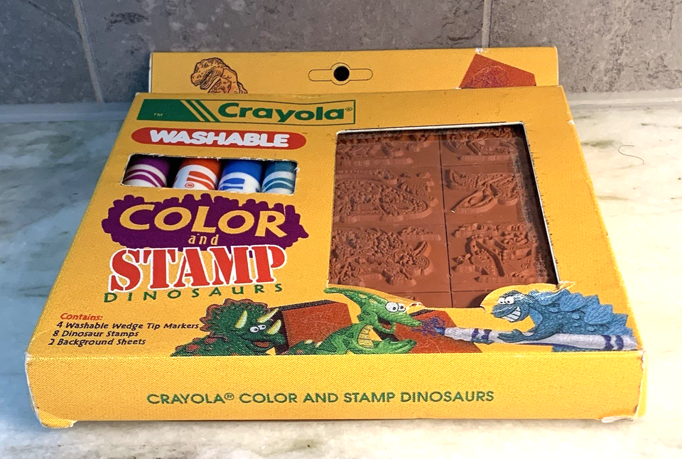 VTG Crayola Color And Stamp Mix Up Dinosaurs Washable Markers Set 1993