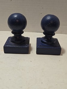  2" Ball Cap Fence Finial Square Cast Iron Topper Post Caps Vintage Blue 2 Pc.