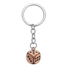 Retro Lucky Dice Keychain Charm Keyrings with Pendants, Red Bronze