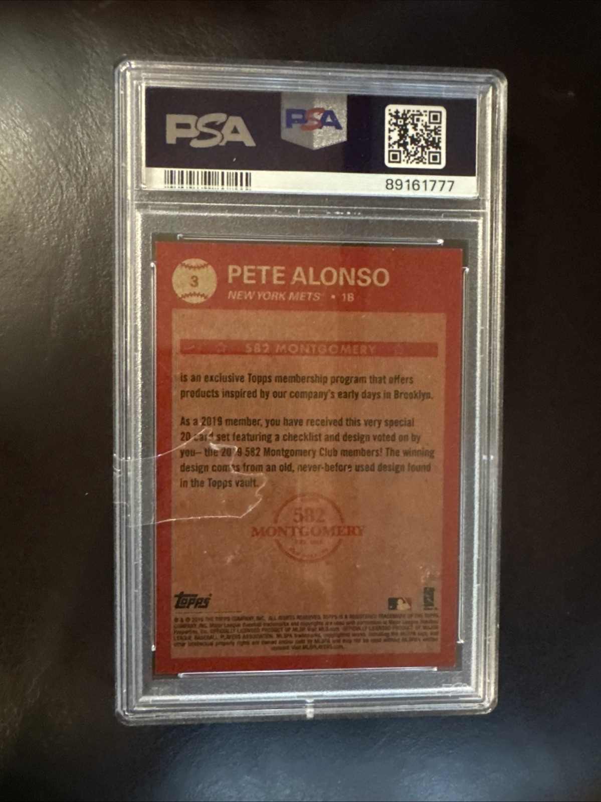 2018-19 Topps 582 Montgomery Members Vote Set 5 #3 Pete Alonso RC PSA 9 SP view 3