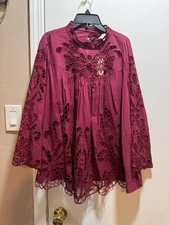 NWT Anthropologie Harlyn Eyelet High Neck Blouse Size L